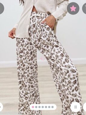 DAVI & DANI Taupe and White Leopard Print Joggers